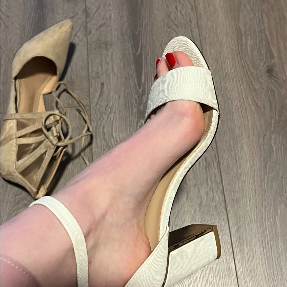 Aldo Cream Block Heel Sandals - Picture 1 of 1